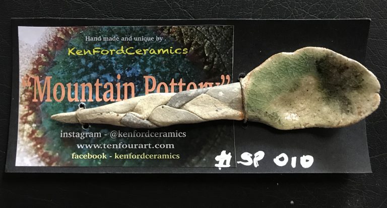 Ceramic Spoon Tri Colour Plaited Handel